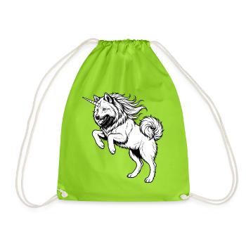 Eurasier | Unicorn | Female - Drawstring Bag - neon green - Front