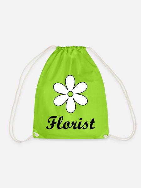 Artisan florist sleek floral logo - Drawstring Bag - neon green