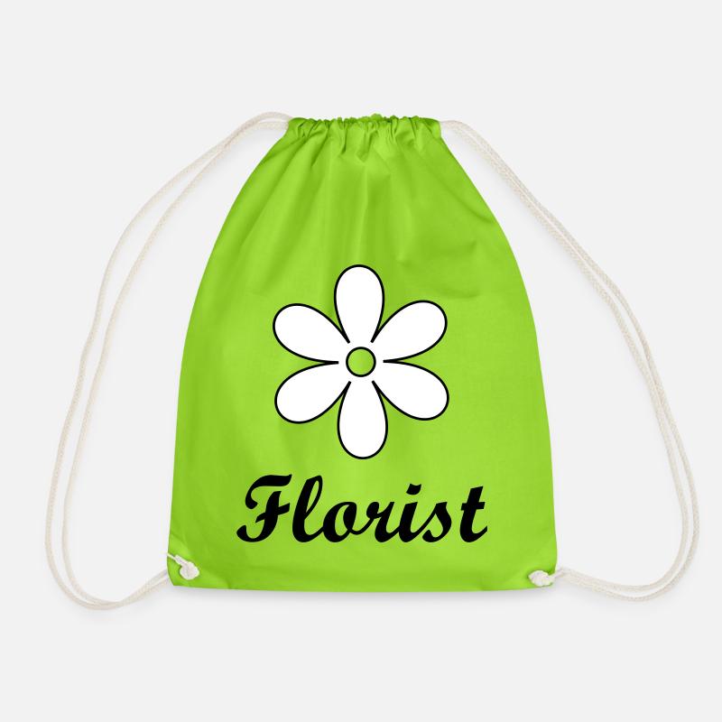 Artisan florist sleek floral logo - Drawstring Bag - neon green