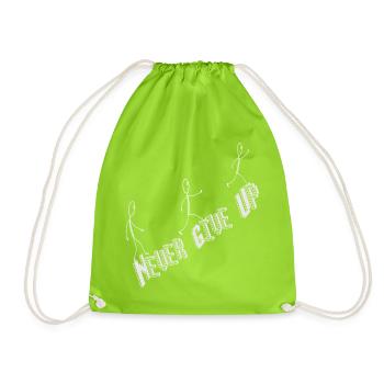Never give up, Spruch Lauf weiter Strichmännchen  - Turnbeutel - Neongrün - Vorne