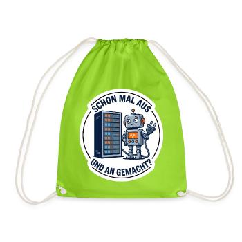 IT Support Robot Lustiges Shirt Reboot - Turnbeutel - Neongrün - Vorne