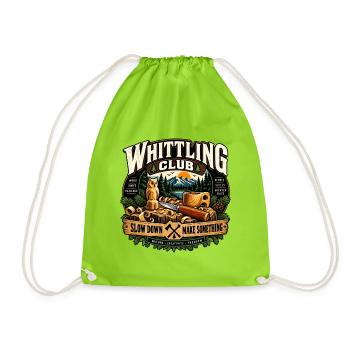 Whittling Holzschnitzen Schnitzen Geschenk Hobby - Turnbeutel - Neongrün - Vorne