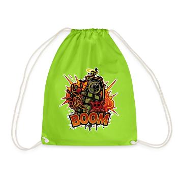 Boom Handgranate – Cooles Comic Grafitti Design - Turnbeutel - Neongrün - Vorne