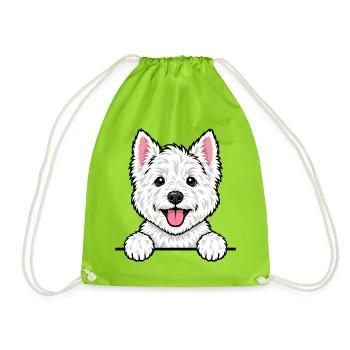 Westie West Highland White Terrier - Turnbeutel - Neongrün - Vorne