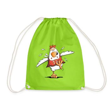 Rennendes Huhn I Wettrennen Hühner I Marathon - Turnbeutel - Neongrün - Vorne