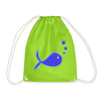 SURFING. FISH. BEACH. SEA. OCEAN. HUMOR. HOLIDAY - Drawstring Bag - neon green - Front