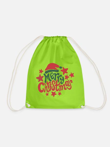 Weihnachten - Merry Christmas - Xmas - Turnbeutel - Neongrün