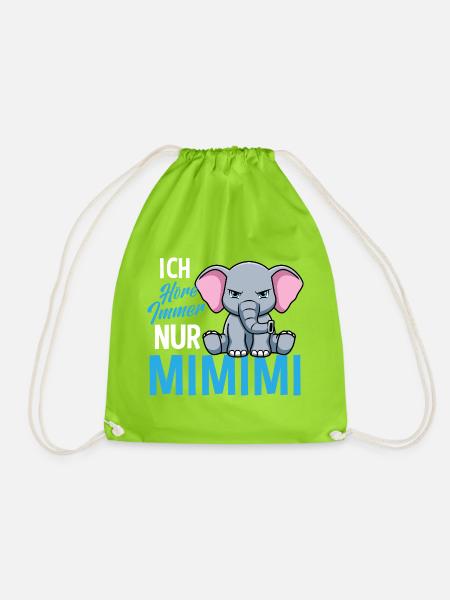 Ich Höre Immer Nur Ein Mimimi Elefant - Turnbeutel - Neongrün