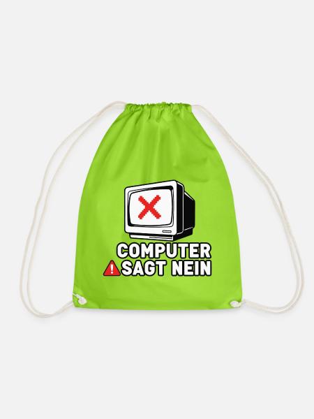 Computer Sagt Nein Retro Pixel - Turnbeutel - Neongrün