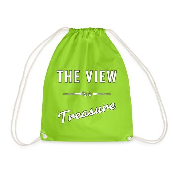 The View is a Treasure – Spruch - Turnbeutel - Neongrün - Vorne