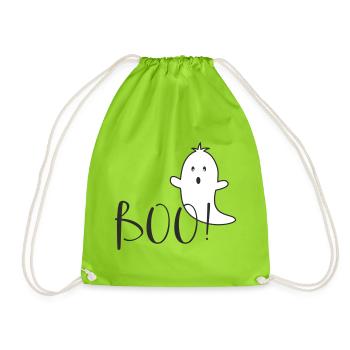 Boo – Lustiges Geist Halloween Design - Turnbeutel - Neongrün - Vorne