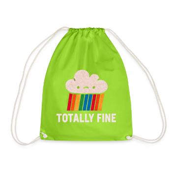 Regenbogen-Muffin mit Wolkenkopf - Turnbeutel - Neongrün - Vorne