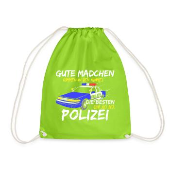Beste Mädchen Sind Bei Der Polizei Polizistin - Turnbeutel - Neongrün - Vorne