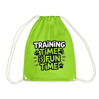  Training Time Is Fun Time Hundetraining Für - Turnbeutel - Neongrün - Vorne