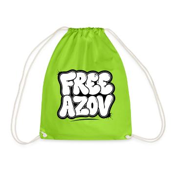 Free Azov – Blasen-Graffiti - Turnbeutel - Neongrün - Vorne