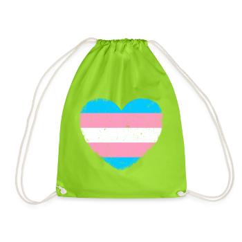 Trans* Heart | In vintage style - Drawstring Bag - neon green - Front