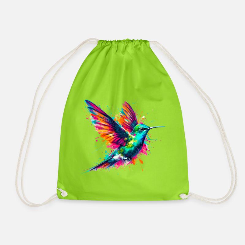Hummingbird - Drawstring Bag - neon green