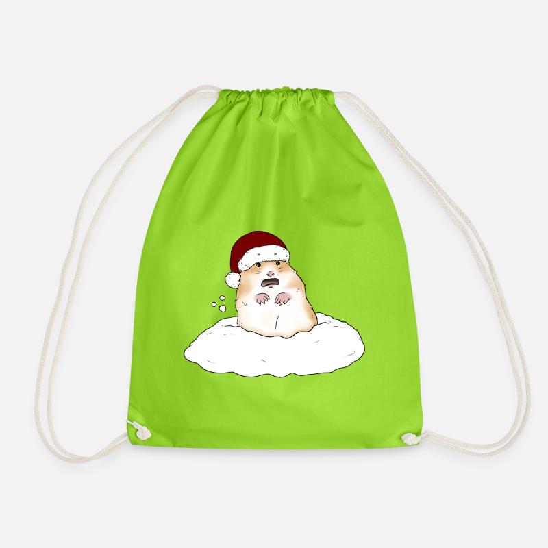 Weihnachtshamster im Schnee - Turnbeutel - Neongrün