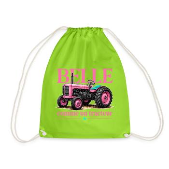 Belle comme un tracteur humour agriculture girly - Sac de sport léger - vert néon - Devant