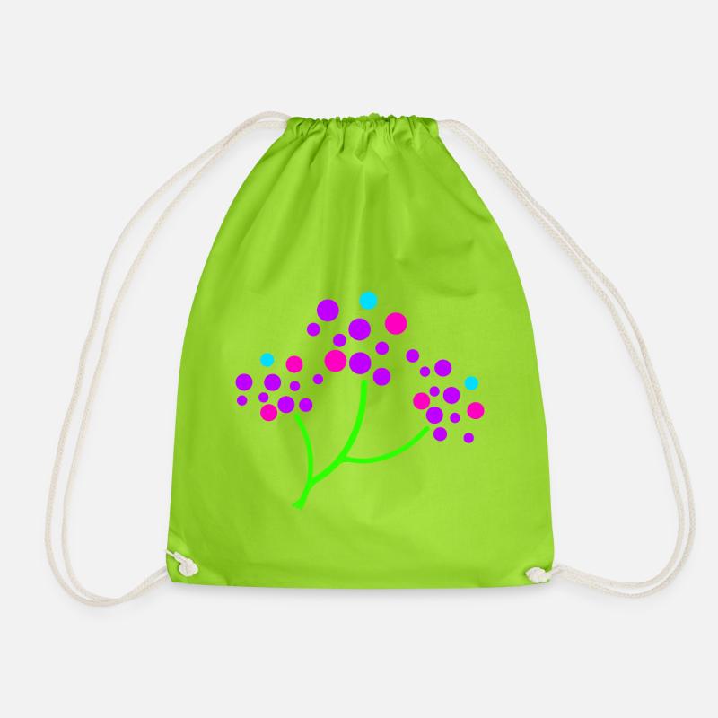 Neon Blossom Branch - Drawstring Bag - neon green