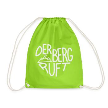 Der Berg ruft Alpenabenteuer, Designfarbe variabel - Turnbeutel - Neongrün - Vorne