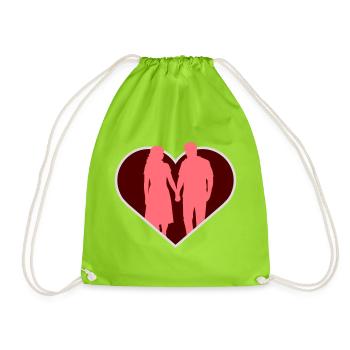 Couple Silhouette Amour Romance Petit ami de la Saint-Valentin - Sac de sport léger - vert néon - Devant