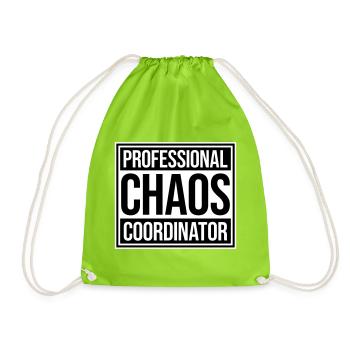 Chaos Coordinator Lustig Titel Eltern Lehrer Logo - Turnbeutel - Neongrün - Vorne