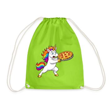 Funny Unicorn Pizza Rescue - Drawstring Bag - neon green - Front