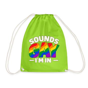Sounds Gay I'm In – Regenbogen Pride Spruch - Turnbeutel - Neongrün - Vorne