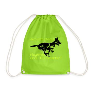 Malinois, fly frit in use - Drawstring Bag - neon green - Front