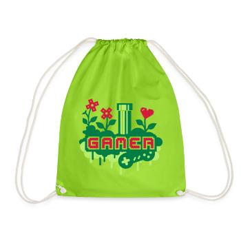 Jardin Gamer (tuyaux et fleurs) - Sac de sport léger - vert néon - Devant