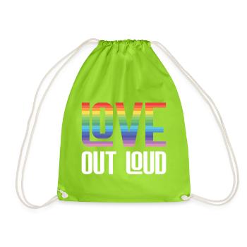 Mois de la fierté LGBTQ - Love Out Loud - Sac de sport léger - vert néon - Devant