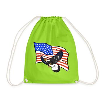 Adler USA amerikanische Flagge 4. Juli - Turnbeutel - Neongrün - Vorne