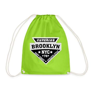 Brooklyn NYC Athletic Schild - Turnbeutel - Neongrün - Vorne