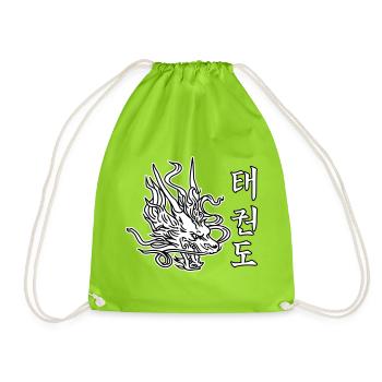 Taekwondo Dragon – Asian martial arts design - Drawstring Bag - neon green - Front