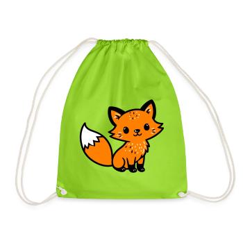Fuchs Niedlich Comic - Turnbeutel - Neongrün - Vorne