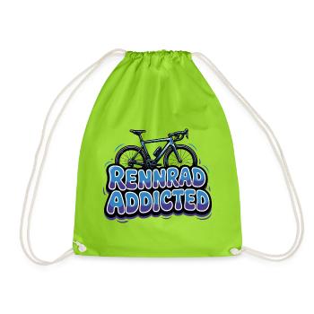 Rennrad Retro Bunt - Rennraf Fahrer Geschenkidee - Turnbeutel - Neongrün - Vorne