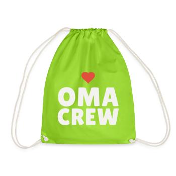 Grandma Crew Grandmother Heart Gift Mother's Day Team - Drawstring Bag - neon green - Front