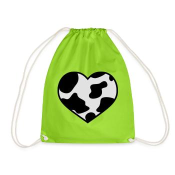 i love cow | ich liebe Kuh | Wildlove - Drawstring Bag - neon green - Front