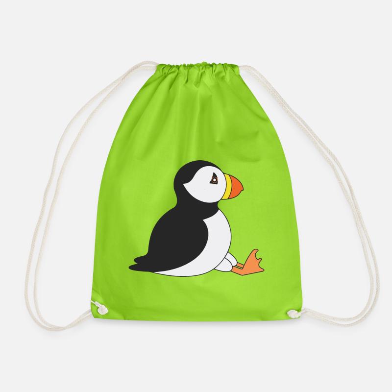 Puffin - Drawstring Bag - neon green