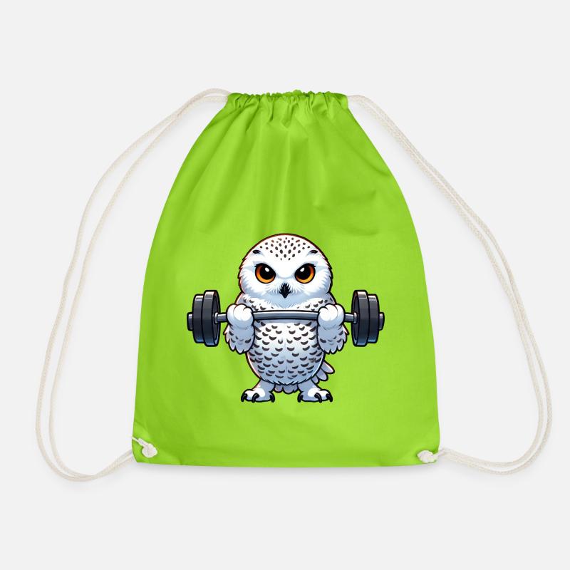 Eule Schneeeule Workout Fitness Training - Turnbeutel - Neongrün