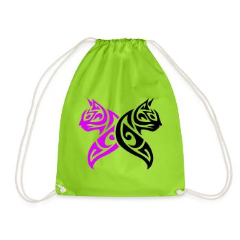Katzen Tribal Kater Design - Turnbeutel - Neongrün - Vorne