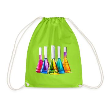 Colourful laboratory bottles in a play of colours - Drawstring Bag - neon green - Front