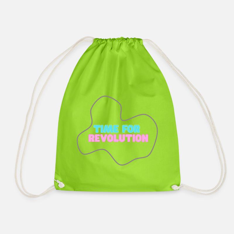 Neo-Typotype: Time for Revolution - Drawstring Bag - neon green