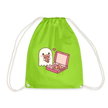 Fantôme mignon mangeant de la pizza drôle - Sac de sport léger - vert néon - Devant