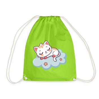 Chaton Dormant sur Nuage Doux - Sac de sport léger - vert néon - Devant
