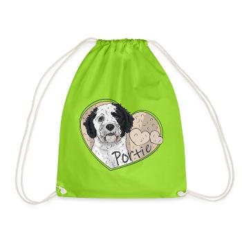 Portuguese Water Dog - Portie - Drawstring Bag - neon green - Front