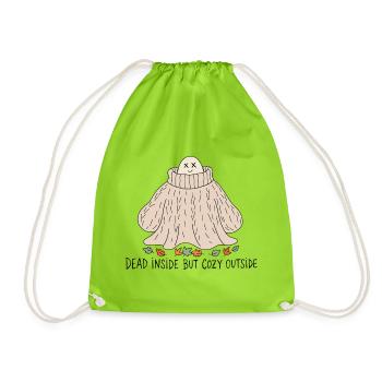 Dead Inside But Cozy Outside - Ghost Sweater  - Turnbeutel - Neongrün - Vorne