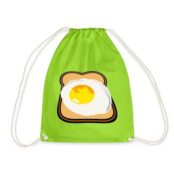 Toast mit Spiegelei lecker Frühstück - Turnbeutel - Neongrün - Vorne