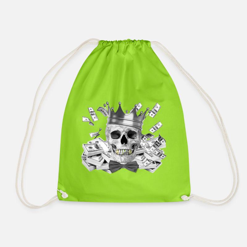 Skull - Drawstring Bag - neon green